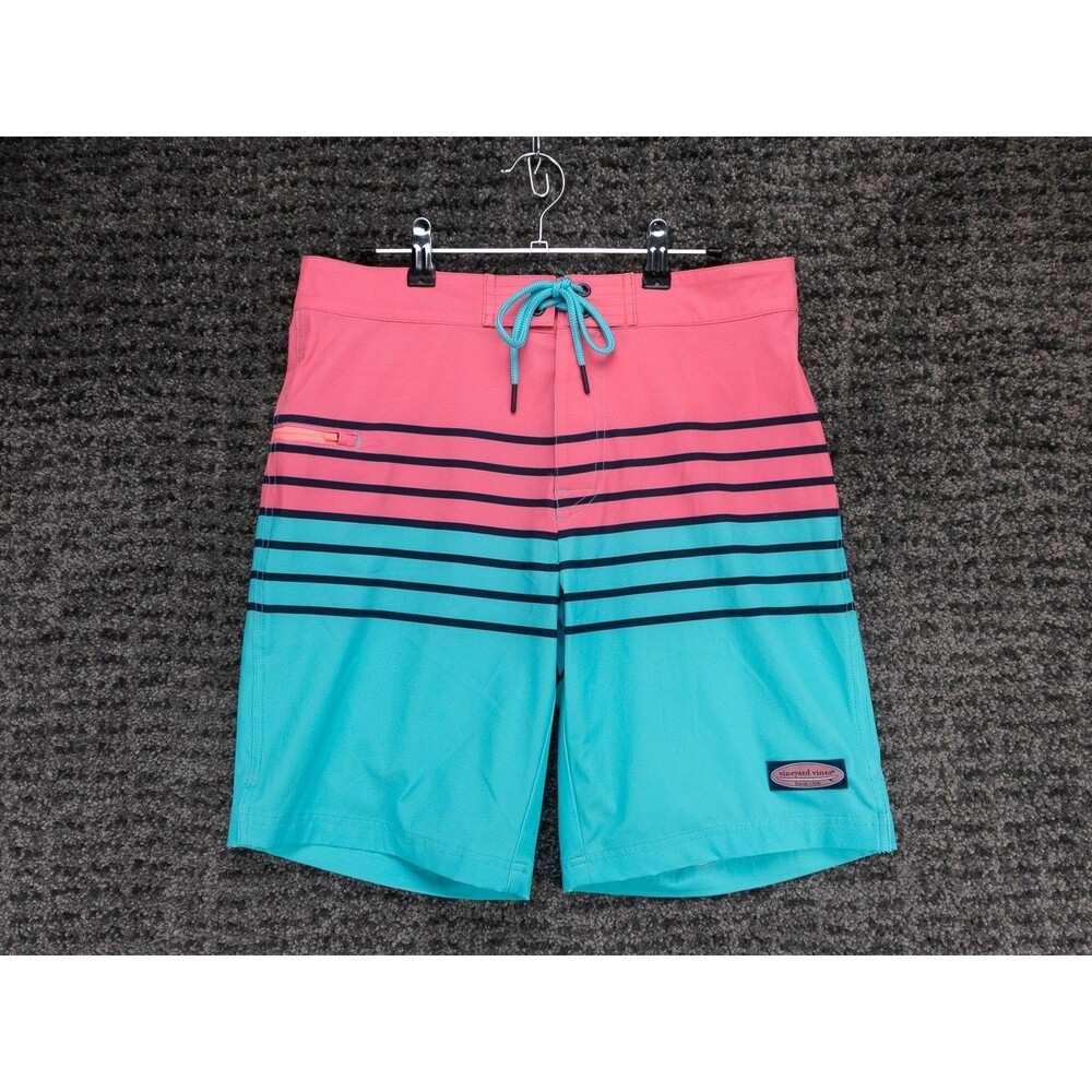 Vineyard Vines Performance Board Shorts Mens 30 Actual 31 Turquoise Pink Stretch